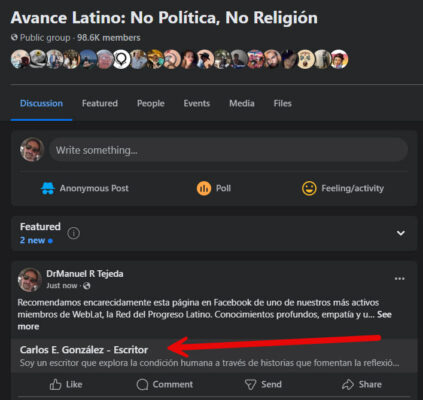 Recomendacion a Carlos en Avance Latino
